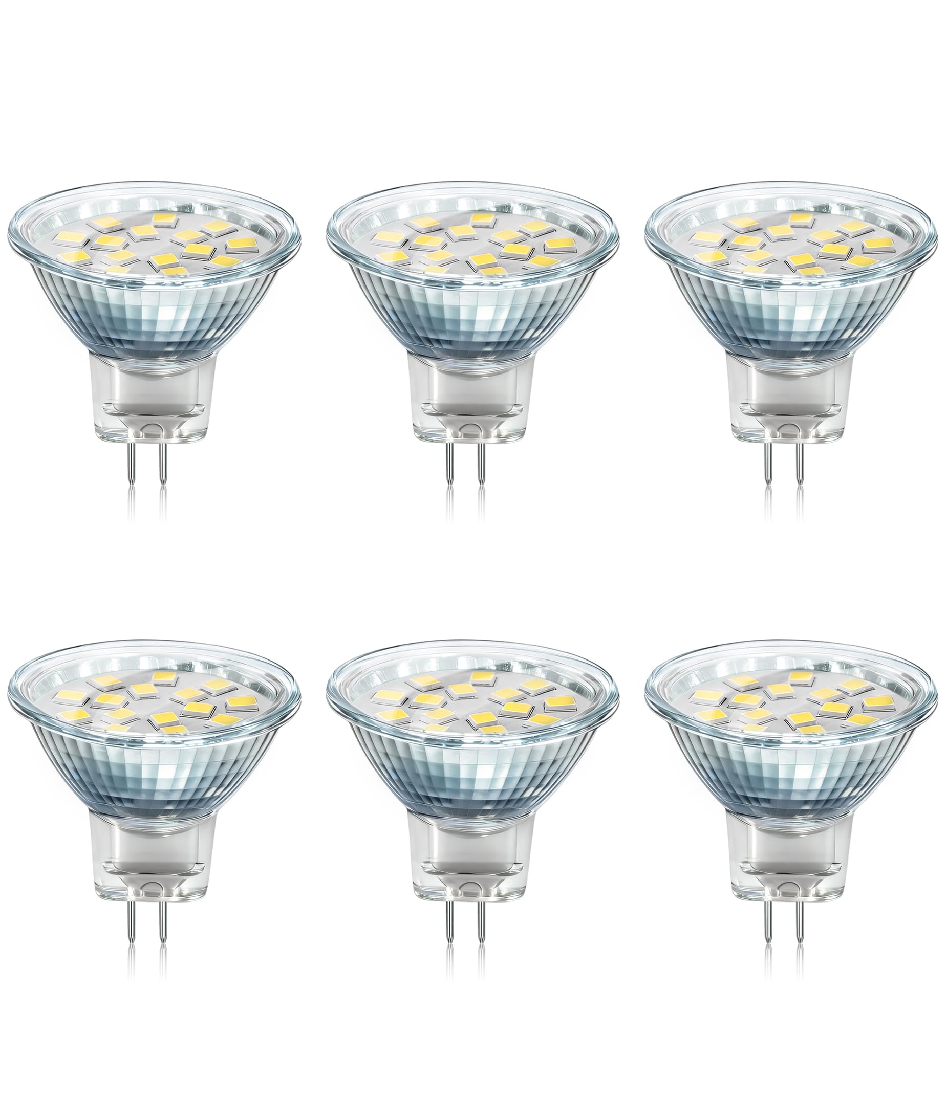 Akynite MR11 GU4 2W LED Cool White 6000K, 35mm Small Size, 250LM, AC DC 12V-24V, 120° Angle with Glass Cover, MR11 10W-20W Halogen Replacement, No Flicker GU4 12V Spotlight Under Cabinet Bulb, 6pcs — image 1