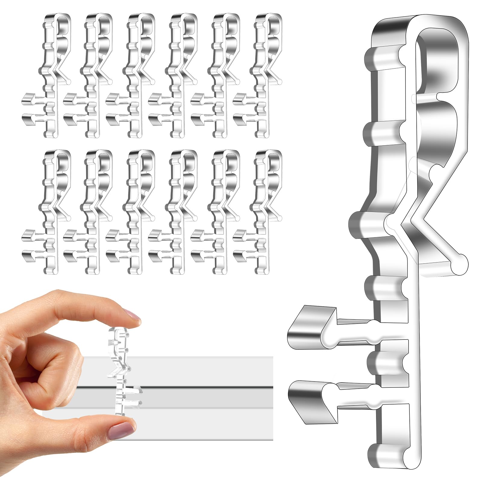 Mabor 12 Pcs Plastic Valance Blinds Clips, Transparent Blind Replacement Parts for 2-1/8 inch Window Safety Clips Top Fixing, Venetian Blind Parts for Window Pelmets