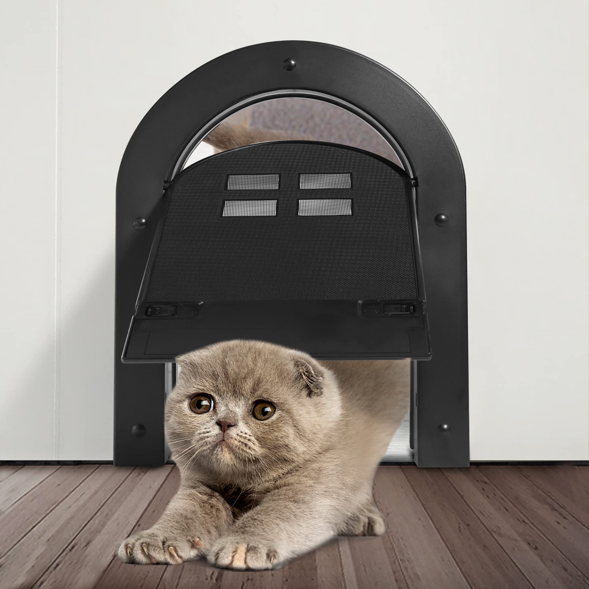 Wordcam Cat Door, Interior Door, 2-Way Lock, Interior Door for Cats up to 9 kg, Pet Doors for Cats, Kittens and Small Dogs (Black)