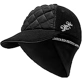 EZPACE Women’s Winter Running Hat with Ponytail Hole & Fold-Down Ear Warmers, Reflective Cap for Cold Weather Runs