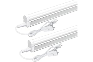 JESLED T5 LED Shop Light, 2FT, 6500K Super Bright White, Linkable Ceiling Light, 10W, 1100LM, 2 Foot LED Tube Lights for Gara