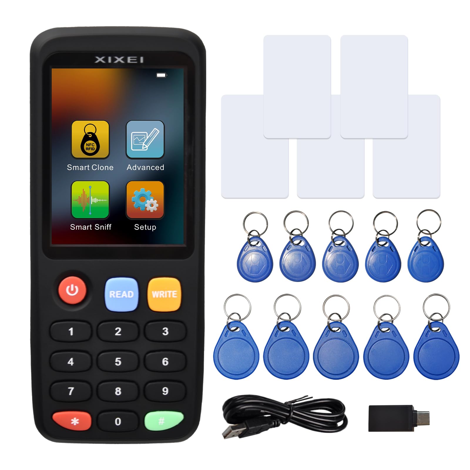 Photo 1 of XIXEI X7 NFC RFID Card Copier Reader Writer Duplicator for Mulit Frequency Read and Writer Smart Card Programming Card(5 pcs rewritable Cards 5 pcs UID keyfobs 5pcs T5577 keyfobs)