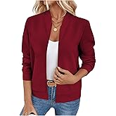 Verdusa Women's Zip Up Bomber Jacket Casual Long Sleeve Textured Lightweight Coat Business Casual Outfits Spring Fall Clothes