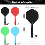 CyeeLife One Piece Dart Shafts and Flights 12pcs Black/Red/Blue/Green 2BA view 2