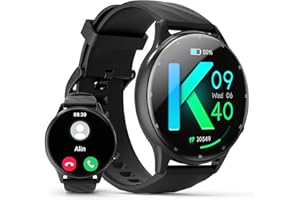 Kumi Smart Watch for Men Women, 1.39" Smartwatch for Android & iOS, Answer/Make Call, Voice Assistant, IP68 Waterproof Fitness Activity Tracker, 100+ Sport Modes, Heart Rate and Sleep Monitor, Black