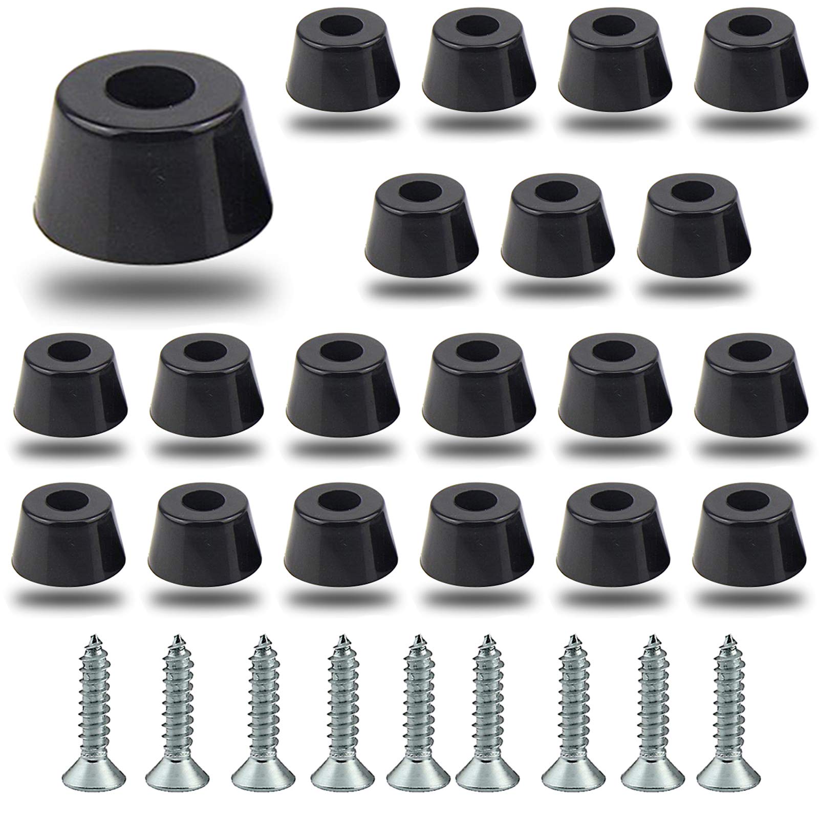 20 PCS Rubber Feet for Furniture YUTOU Round Rubber Furniture Pads with Metal Washers and Screws, Hard Anti-Slip Bumpers Pads, Heavy Duty Rubber Feet for Garden Furniture (13 * 10 * 7 mm)