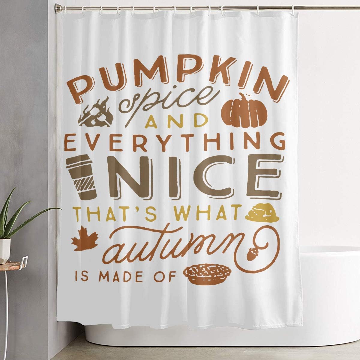 Wons Pumpkin Spice & Everything Nice Autumn Fall Limited Edition Shower Curtain 6072inch