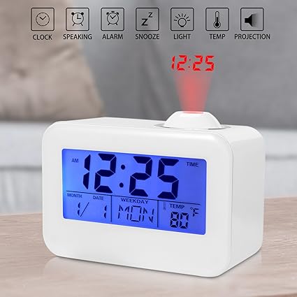 Growglow Projection Clock Battery Operated Alarm Clock Projection