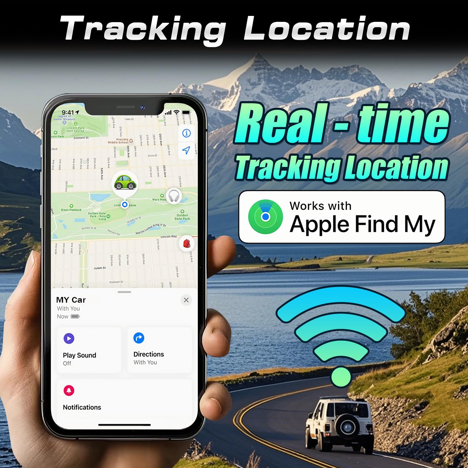 GPS Tracker for Vehicles Mini Real-Time Magnetic Tracking Device Weatherproof Case No Monthly Fee Compatible with Apple Find My iOS Only Best Hidden Car Tracker for Full Global Coverage