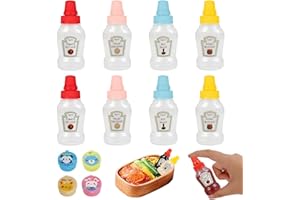 KUAOOAUK 8 PCS Mini Ketchup Bottles, 25ml Condiment Squeeze Bottle, Plastic Containers for Sauces, Portable Small Squeeze Con