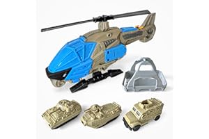 GENERIC Helicopter Toy Playset for Boys,Helicopter Toys for Boys Age 4-7,Included 1 Airplane and 3 Tanks,Durable Design, Realistic Details,Gift for Kids