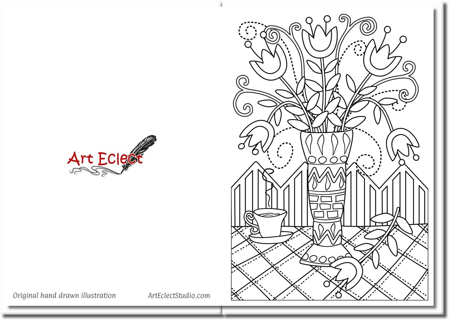 Art Eclect Adult Colouring Flower Greeting Cards for Birthdays and Thank You Note Cards (10 Cards and 10 White Envelopes - Image 5