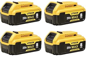 TOVLVTA 4-Pack Upgraded 8000mAh Replace for Dewalt 20V Max Battery Compatible with Dewalt 20V Cordless Power Tools Replacement Batteries for DCB201 DCB200 DCB205 DCB207 DCB206 Cordless Tools