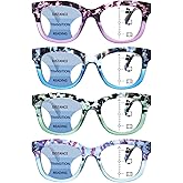 fadbon 4 Pack Progressive Multifocus Reading Glasses for Women Blue Light Blocking Multifocal Readers with Spring Hinge