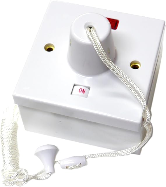 SLINE 45 amp shower switch ceiling pull cord comes with 44mm surface backbox double pole SLINE 45 amp shower switch ceiling pull cord comes with 44mm surface backbox double pole