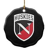 GRAPHICS & MORE Northeastern University Secondary Logo Porcelain Scalloped Holiday Christmas Tree Ornament - 2.8" (7.1 cm)