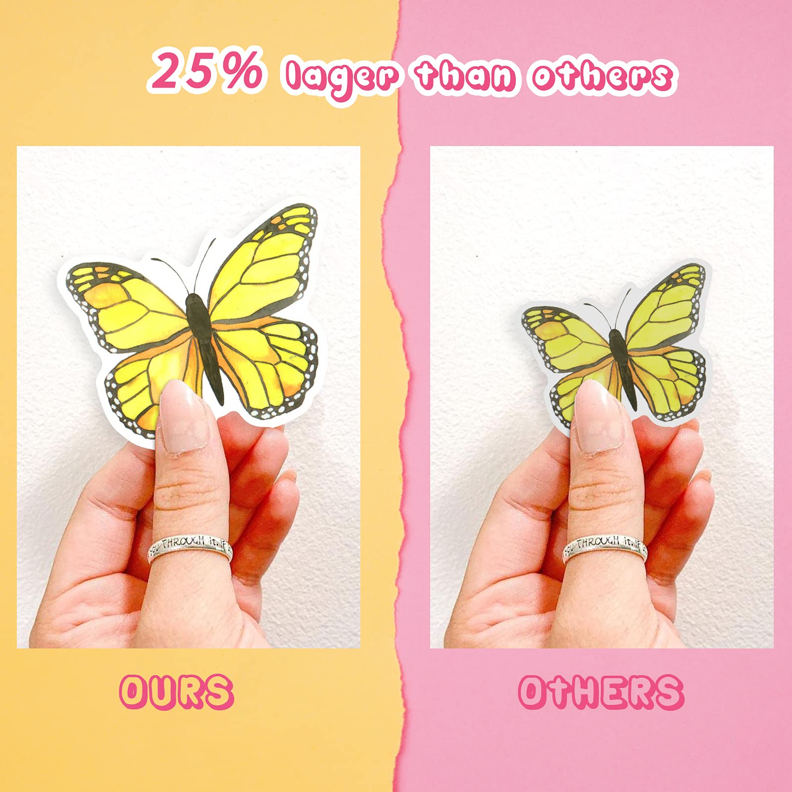 100 PCS Butterfly Stickers Pack, Colorful Lovely Waterproof Stickers for Laptop, Scrapbook, Window, Butterfly Sticker for Water Bottle, Envelope, Gift for Teens, Adults