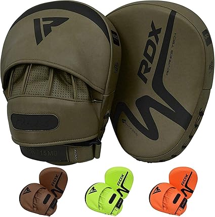 Amazon Com Rdx Boxing Pads Focus Mitts Convex Skin Leather Curved Hook And Jab Target Hand Pads Great For Mma Martial Arts Muay Thai Kickboxing And Karate Training Padded Punching Coaching Strike
