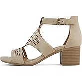 Soda “Norway” ~ Women Open Toe Closed Back Counter Cutout Upper Low Block Heel Sandal with Adjustable Ankle Strap