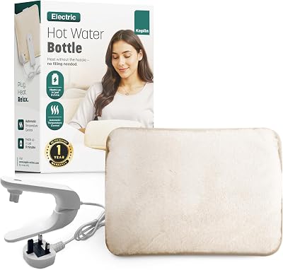 KEPLIN Rechargeable Electric Hot Water Bottle Cream 65C Auto Shut Off