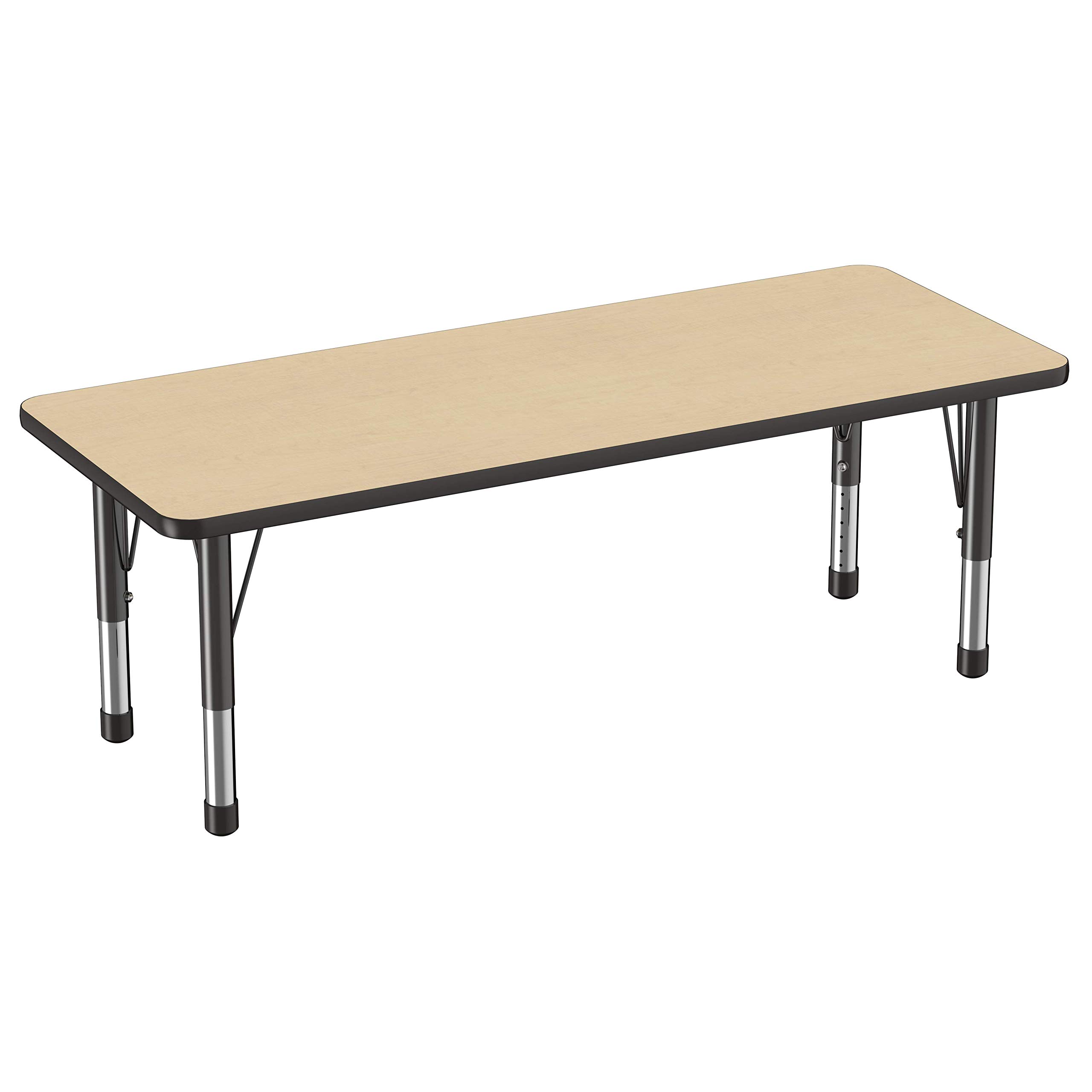 Photo 1 of ***LEGS ONLY/MISSING TABLE TOP ***  FDP Rectangle Activity School and Classroom Kids Table (24 x 60 inch), Chunky Toddler Legs, Adjustable Height 15-24 inches - Maple Top and Black Edge