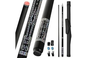 Cesrriv Sport Carbon Fiber Pool Cue Stick 20-21 oz, Professional 13mm Rainbow Tip, 3/8 * 8 Joint, Includes Cue Case, Joint Pr