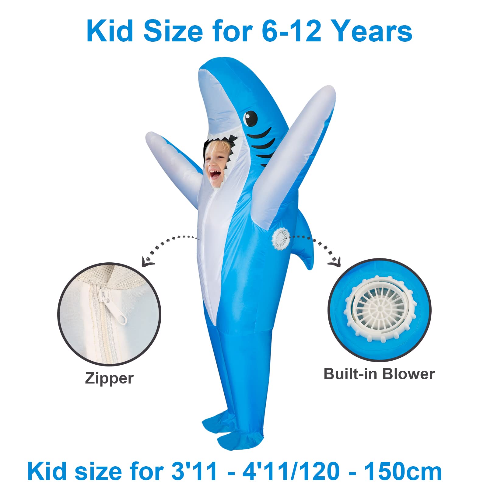 Stegosaurus Inflatable Shark Costume Kids, Halloween Shark Inflatable Costumes Funny Blow up Costume for Boys Girls