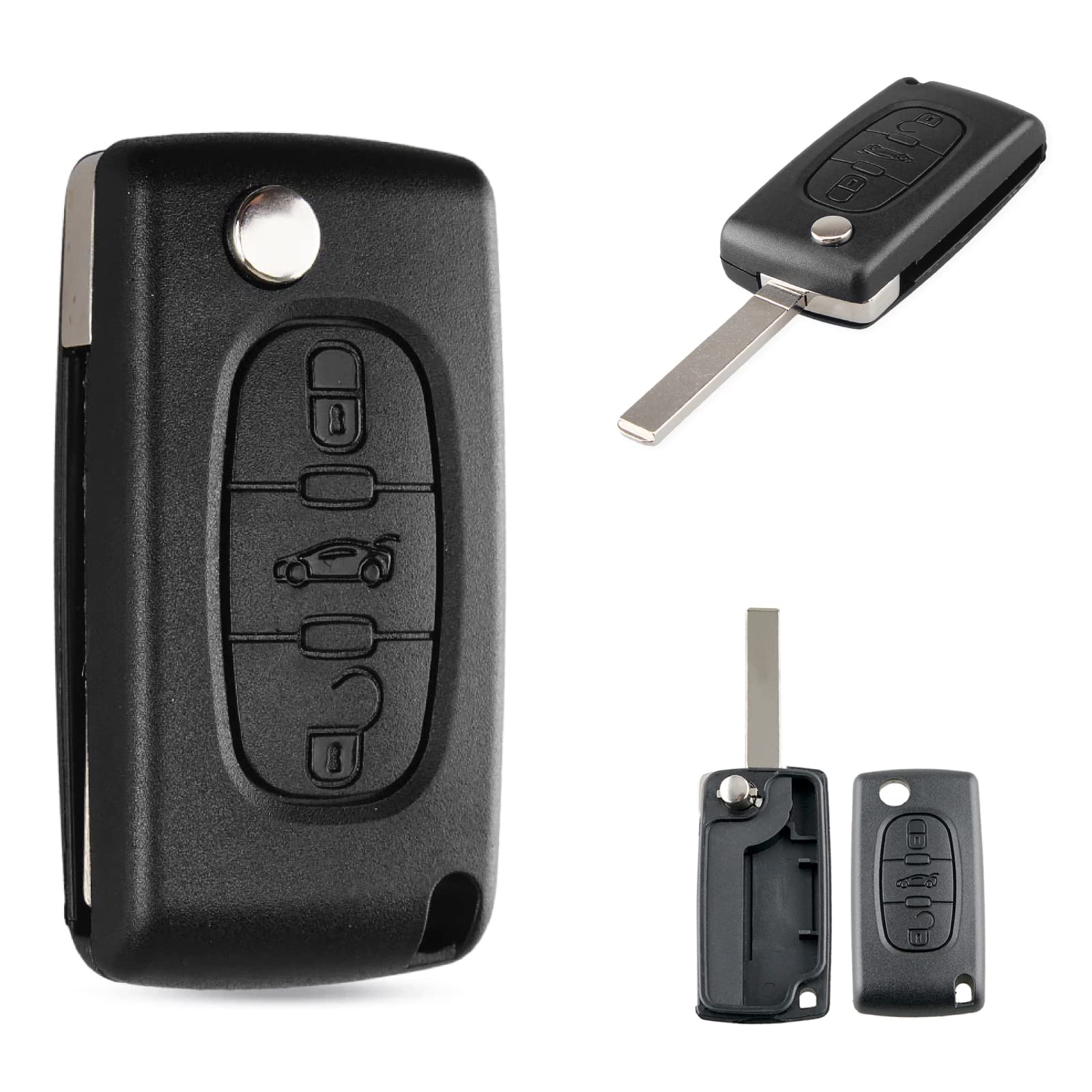 Salpie Remote Key Cover for Peugeot 205 106 206 306 406 107 207 307 407 308 309 Citroen C1 C2 C3 C4 (3 Keys Shell, C3-3)