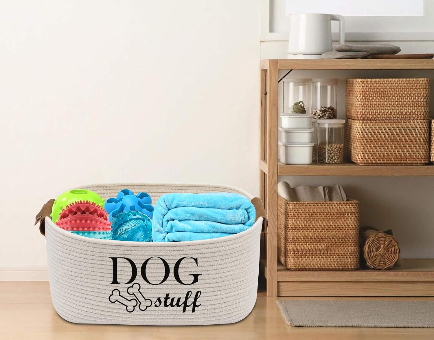 Durable Cotton rope dog toy storage, large dog bin, pet bed, puppy toy box, Perfect for organizing pet toys blankets, leashes - Image 5