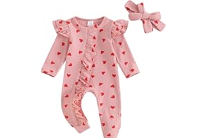 Ayalinggo My First Baby Girl Valentines Day Outfit Knit Onesie Ruffle Romper Newborn Coming Home Outfit Infant Clothes