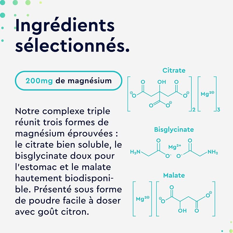 Complexe de magnésium en poudre 600g - Bisglycinate, citrate & malate hautement dosé - Solubilité rapide - Pour les muscles, les nerfs & l'équilibre électrolytique* - Goût citron - 100% pur — photo 4 sur 8