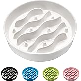 MOPANG Ceramic Slow Feeder Dog Bowls for Medium and Large Dogs, 2.0 Cups Dog Slow Feeder for Fast Eater, 30oz, 8in, White