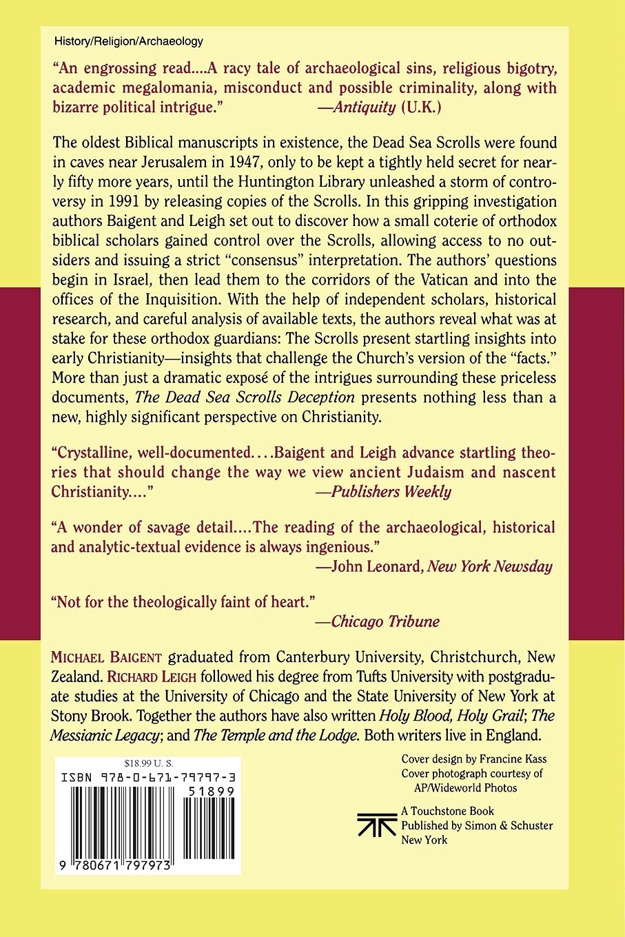 Dead Sea Scrolls Deception Baigent Michael Amazon Com Books Dead Sea Scrolls Deception Baigent Michael Amazon Com Books