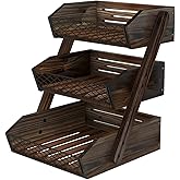 Dorhors Fruit Basket for Kitchen, 3 Tier Fruit Bowl for Kitchen Counter,Wooden Vegetable Holder for Countertop
