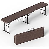 VSOAEIL 6 Foot Folding Bench, 6 FT Foldable Plastic Bench Indoor &amp; Outdoor | 6 Feet Portable Bench Seating with Handle and HDPE Tabletop - Party, Dining, Picnic, Camping, Sports, Temporary Events, Brown