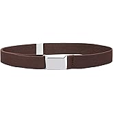 Buyless Fashion Kids Toddlers Baby Adjustable Elastic Stretch Belt with Silver Buckle - 5101-Brown