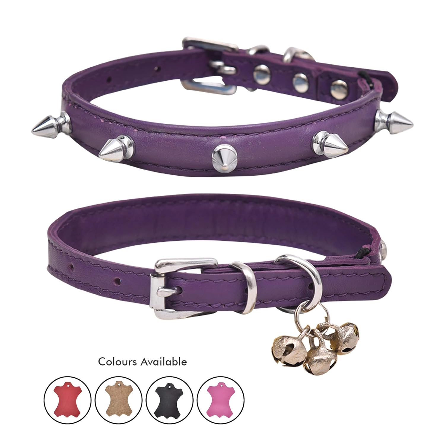 Pet Supplies Ultra Soft Real Lamb Leather Small Spike Studded Cat