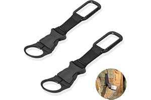 ZXZone 2PCS Bottle Buckle Clip Hanging Buckle Portable Water Bottle Ring Holder Keychain Mineral Water Bottle Clip for Backpack Belt Nylon Webbing Strap for Outdoor Tactical Camping Hiking(Black)