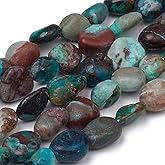 Fashewelry 41Pcs Irregular Natural Chrysocolla Beads Nugget Tumbled Chakra Gemstone Beads Crystal Healing Drilled Loose Beads 8-10x8-9mm for Earring Bracelet Necklace Jewelry Making