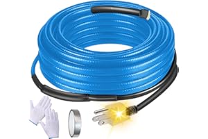 120V Heat Tape with Thermostat for Pipe Freeze Protection, 24 Feet Heat Trace for Water Pipes, 5 W/Ft, Electric Self-regulati