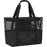 Fammart Large Mesh Beach Bag for Women, Oversized Beach tote Swim Pool Bag | Zipper Closure, Sandproof, Quick-dry, Multi-pocket Mesh Bag for Laundry, Groceries, Travel Vacation, Cruise Essentials 2026