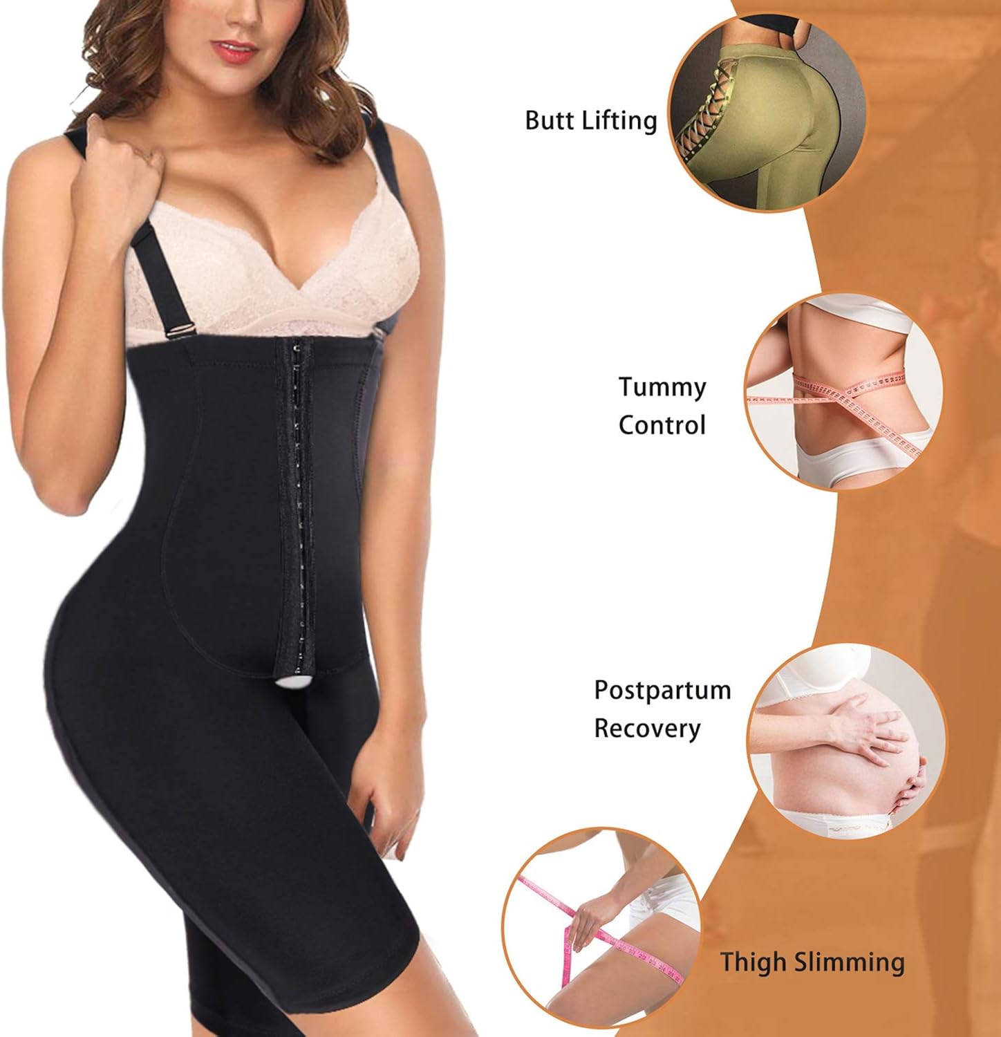 Nebility Women Waist Trainer Shapewear Tummy Control Bodysuit Open Bust Corset High Waist Thigh Slimmer Body Shaper at  Women’s Clothing store