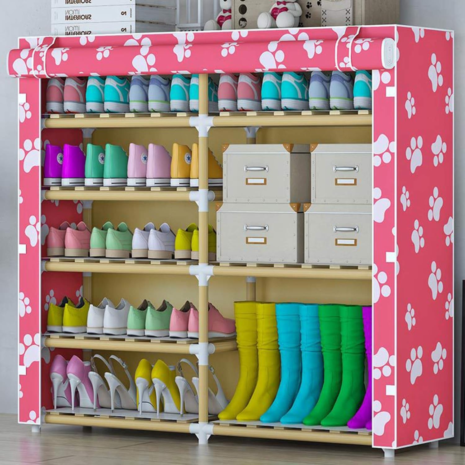 JLDNC 8 Niveles Zapatero de Tela, no Tejidos Zapatos Estantería Armario