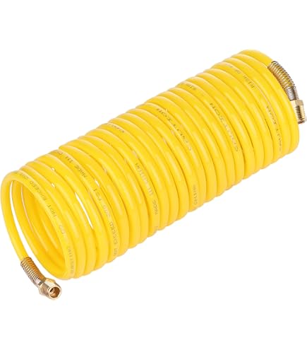 3/8” X 25’ Polyurethane Coiled Air Hose – Blue Recoil Hose For Air Compressor