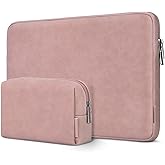 DOMISO 17 inch Laptop Sleeve Protective Case Cover Compatible with 17-17.3 inch HP Dell ASUS Lenovo Chromebook,Waterproof Computer Cases Bag with Accessory Pouch,Pink