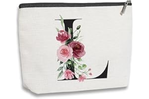 kdxpbpz Initial Makeup Bag, Personalized Gifts for Women, Bridesmaid Gifts, Birthday Gifts for Women Mom, Gifts for Best Friend, Bride Bridesmaid Cosmetic bag (Letter L)