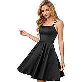 GOOSPRAN Homecoming Dresses for Teens Knee Length Spaghetti Strap with Pockets Satin Backless Prom Dress