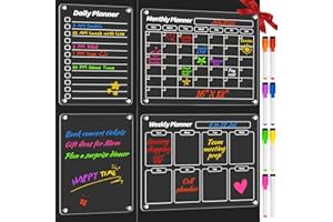 FINDMAG Acrylic Magnetic Dry Erase Board Calendar for Fridge, Magnet Calendar for Fridge, Set of 4 Transparent Planning Boards for Monthly Weekly Daily Meal Menu Planner White Board