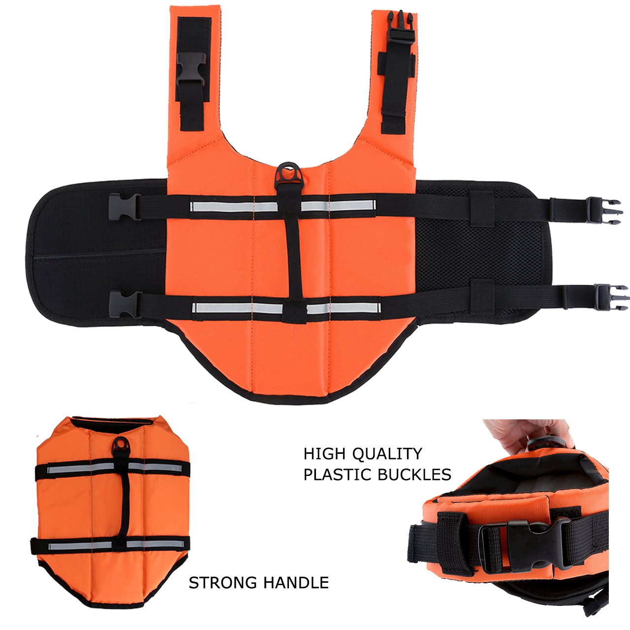 CozyCabin Dog Life Jacket,Size Adjustable Dog Lifesaver Safety Reflective Vest Pet Life Preserver(S)