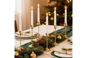 Joyyy Weighted Candlestick Holders Candle Stick Holder for Candlesticks, Vintage Metal Candelabra Candlestick Holders Candle Stand for Holiday Fireplace Party Dining Home Set of 6 (Gold)